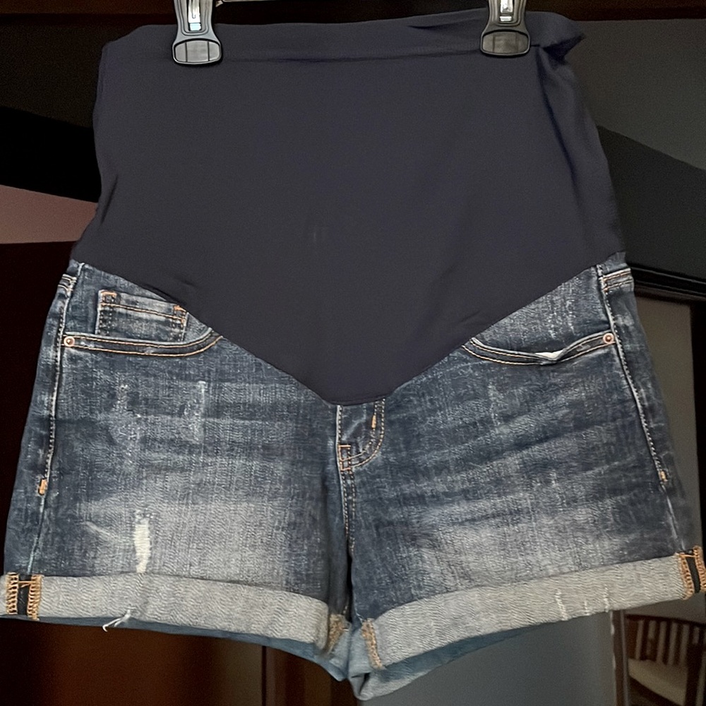 Denim maternity shorts